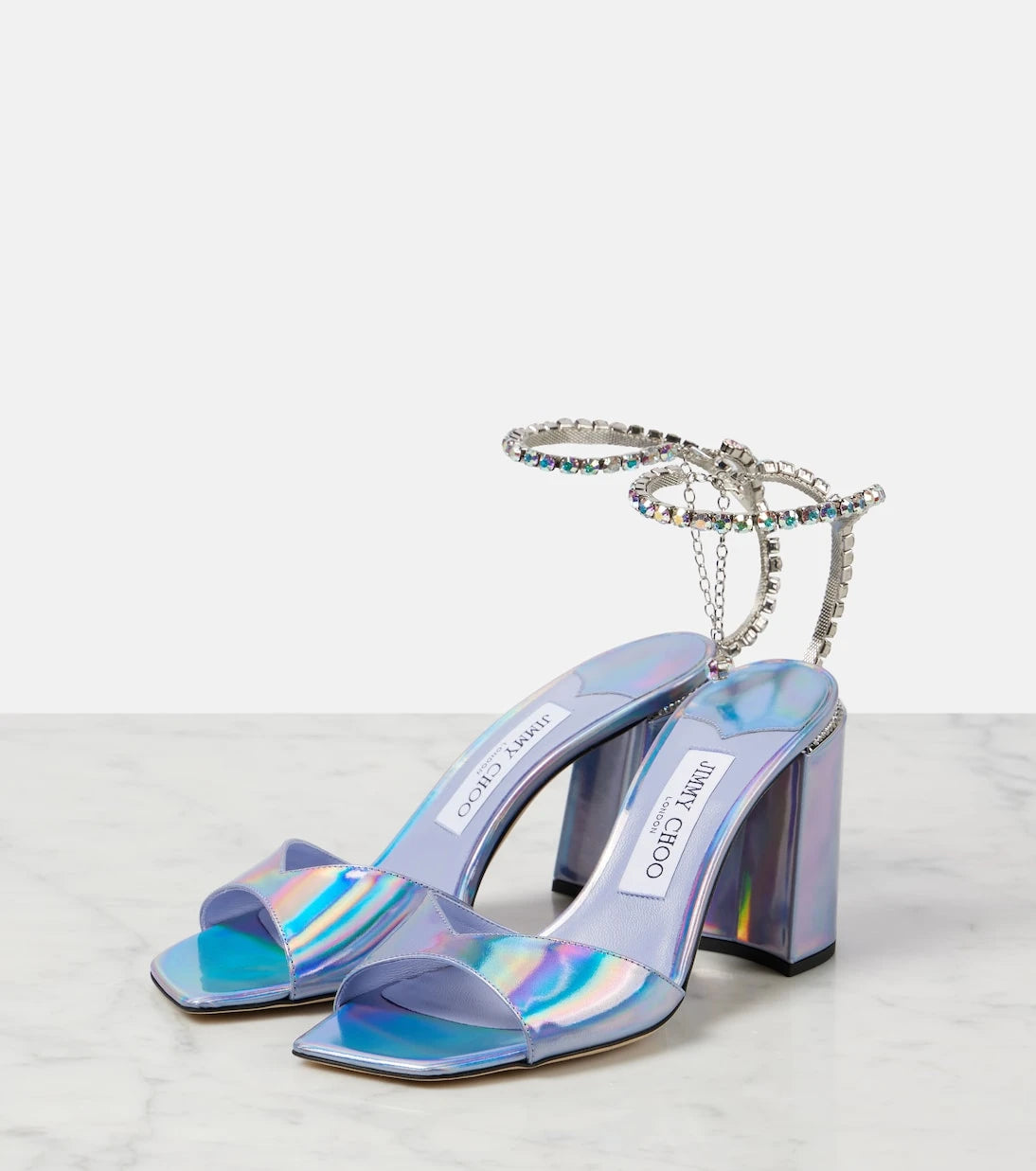 Jimmy Choo - Saeda 85 embellished metallic leather sandals