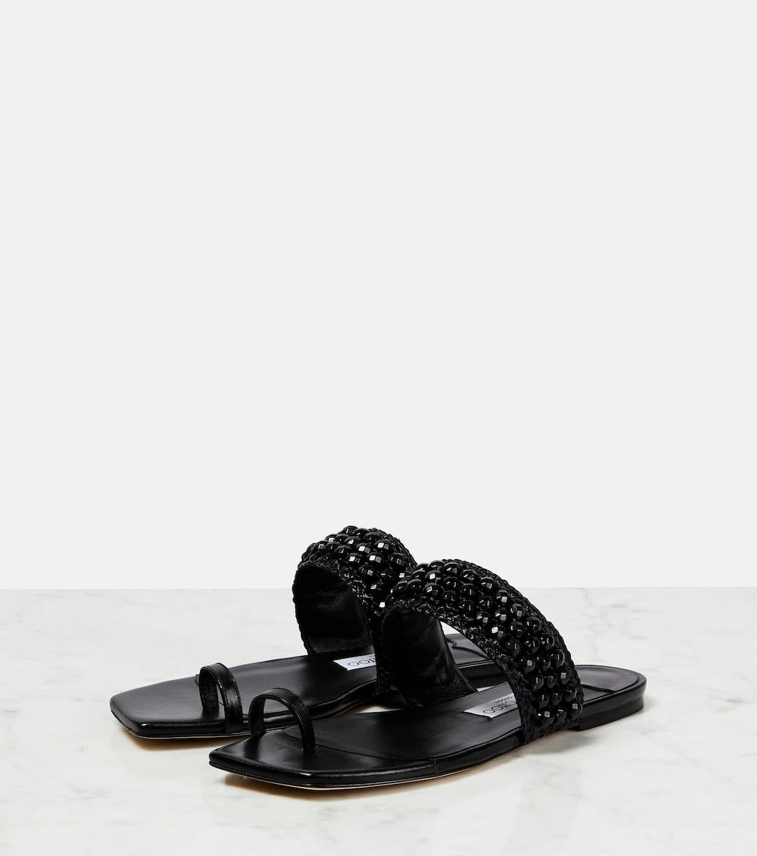 Jimmy Choo - Amoure Flat embellished raffia sandals