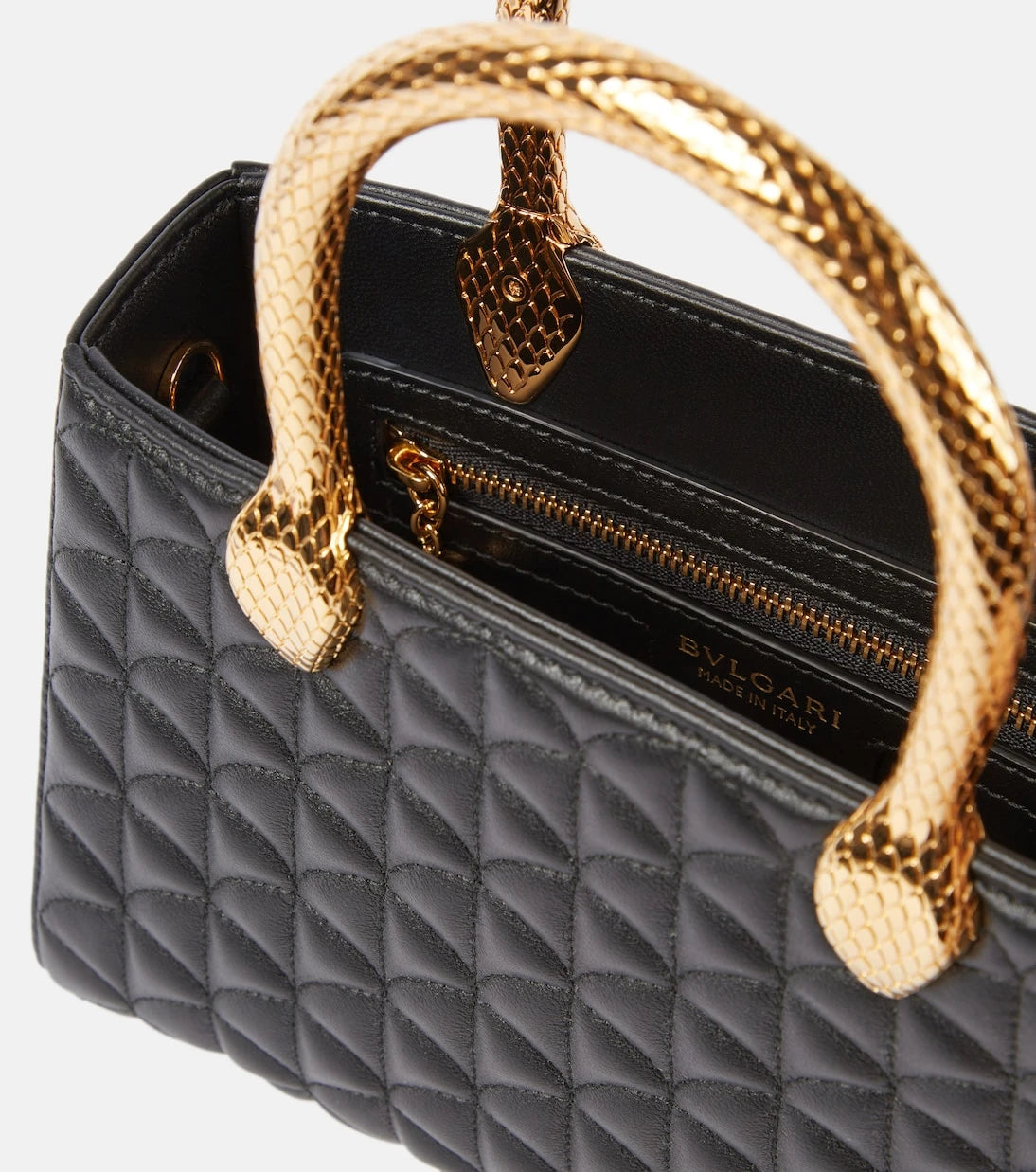 Bvlgari - حقيبة يد Serpentine Duo جلدية بمقبض علوي