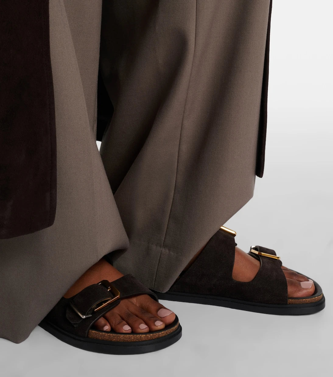The Row - Buckle suede slides