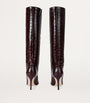 Paris Texas Burgundy Croc-Embossed Leather Knee-High Boots 85