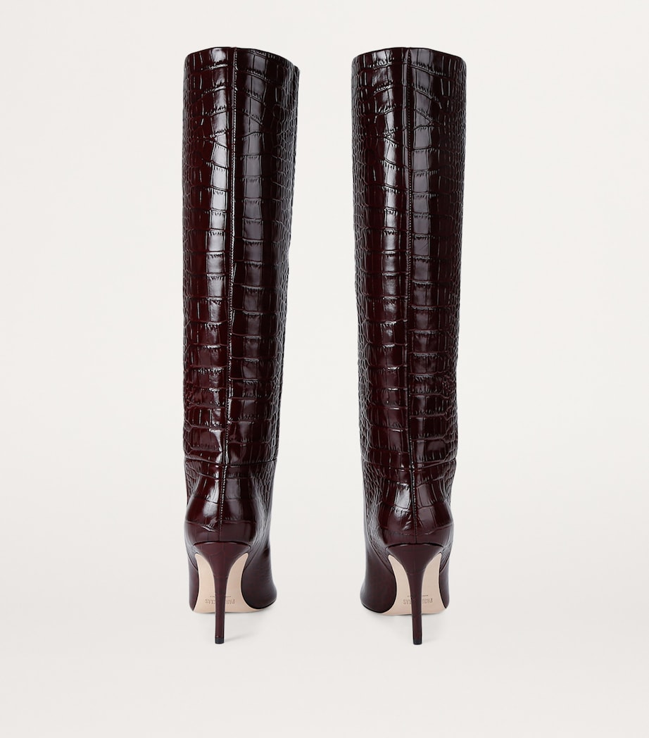 Paris Texas Burgundy Croc-Embossed Leather Knee-High Boots 85