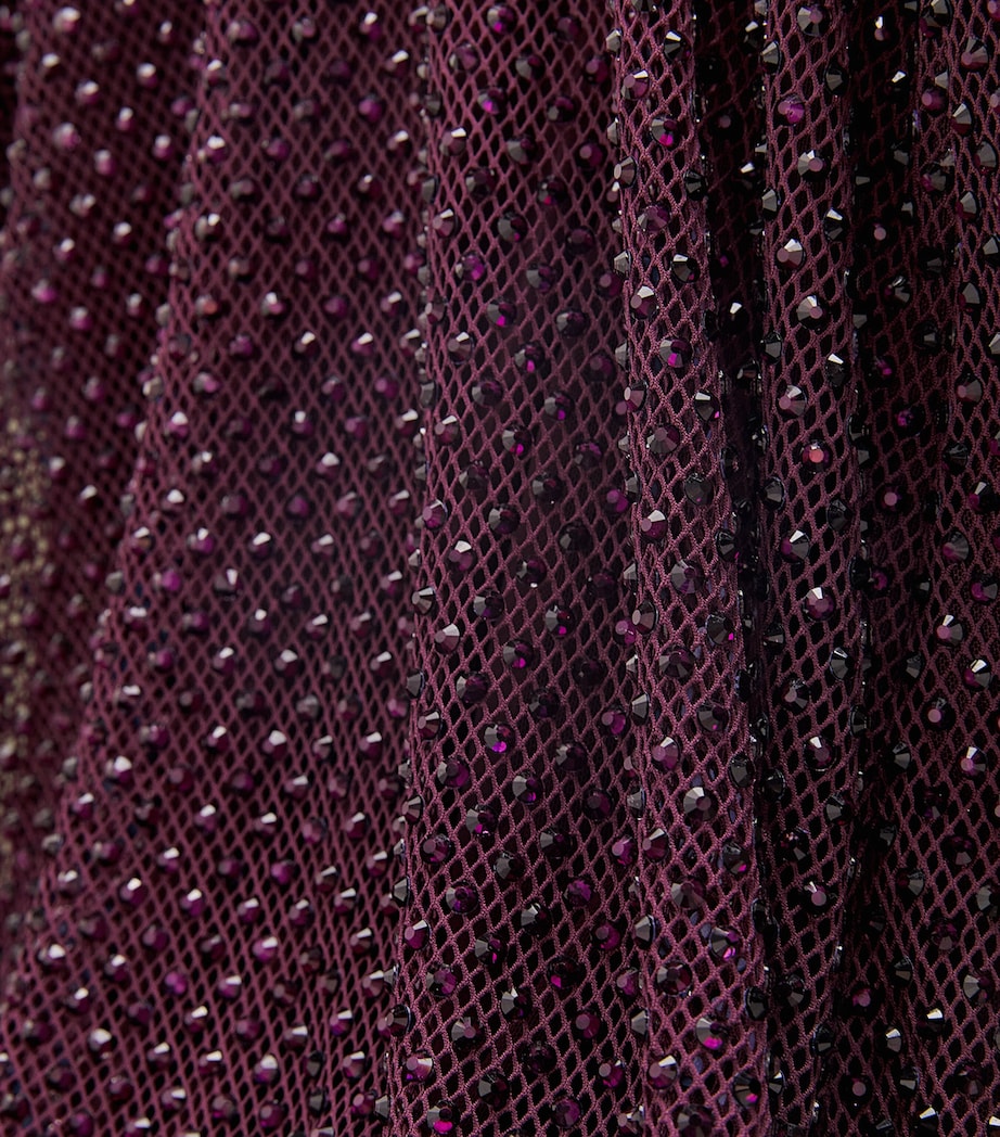 Self-Portrait Burgundy Rhinestone-Embellished Maxi Dress