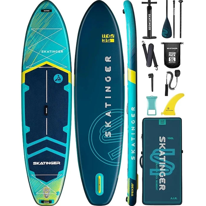 Skatinger SUP Asiaticus 350 x 89 x 15 cm (11'6') Aksesuarlarla Kürek Sörfü Tahtası