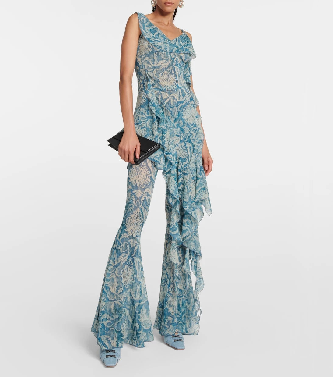 KNWLS - Printed low-rise silk-blend pants