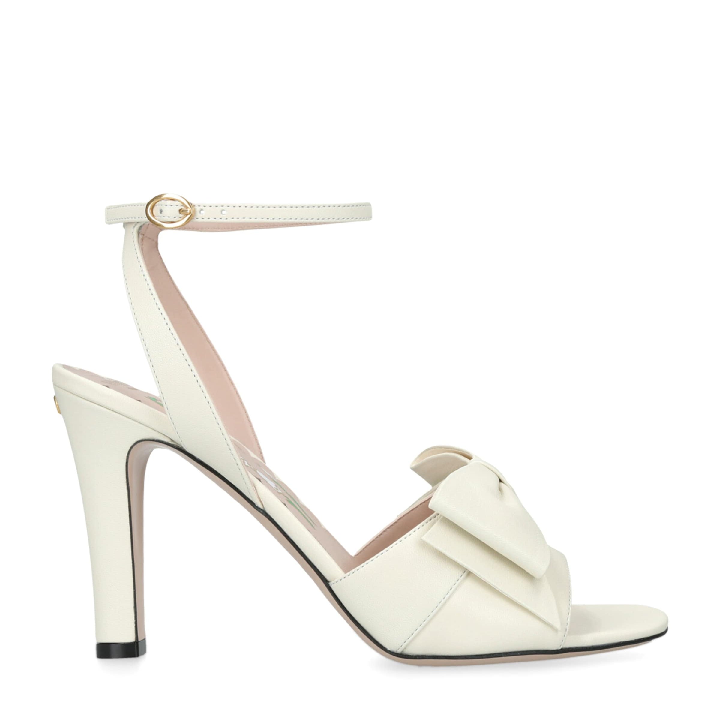 Valentino Garavani Beige Leather Bow-Detail Bowow Heeled Sandals 95