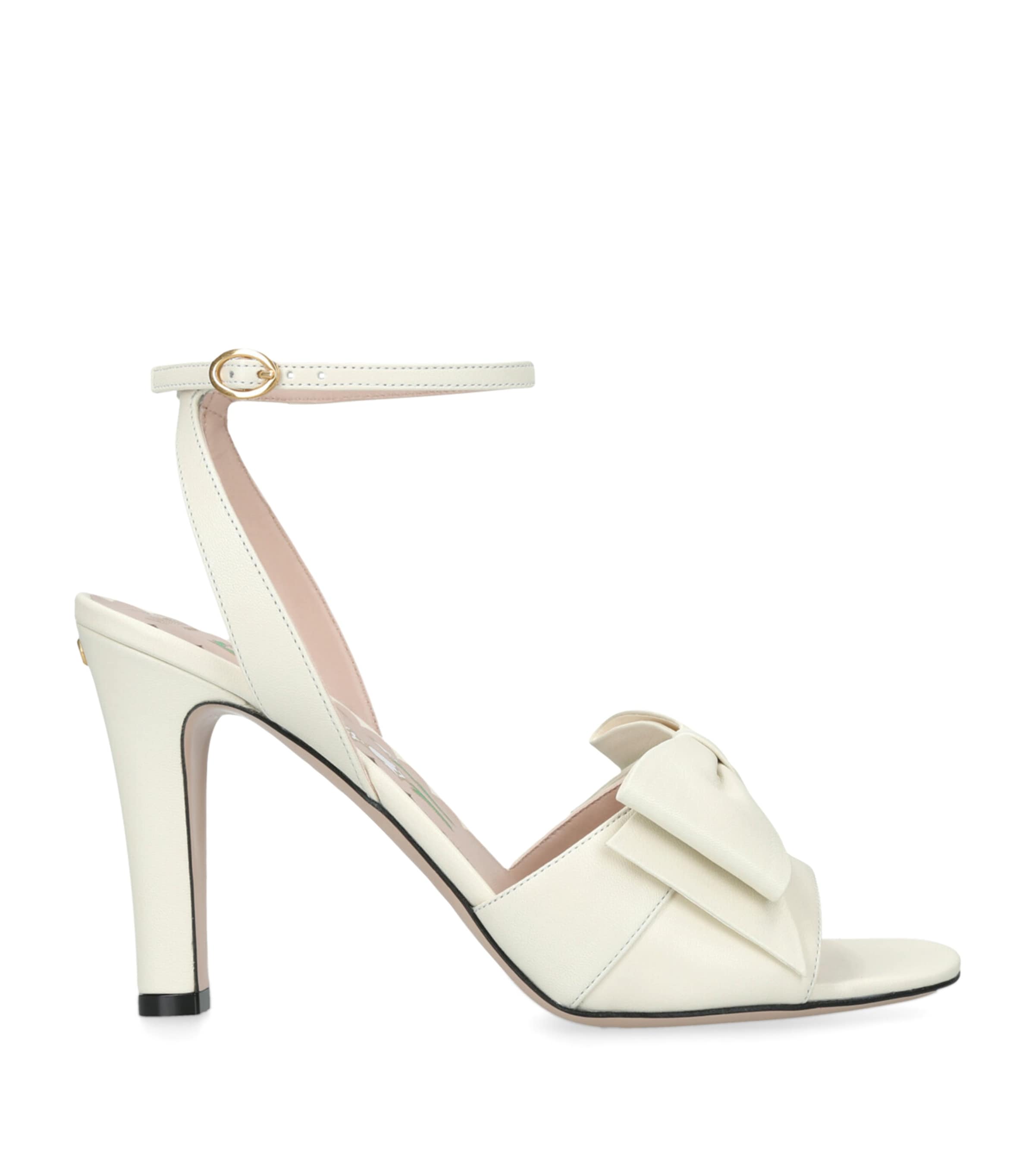 Valentino Garavani Beige Leather Bow-Detail Bowow Heeled Sandals 95