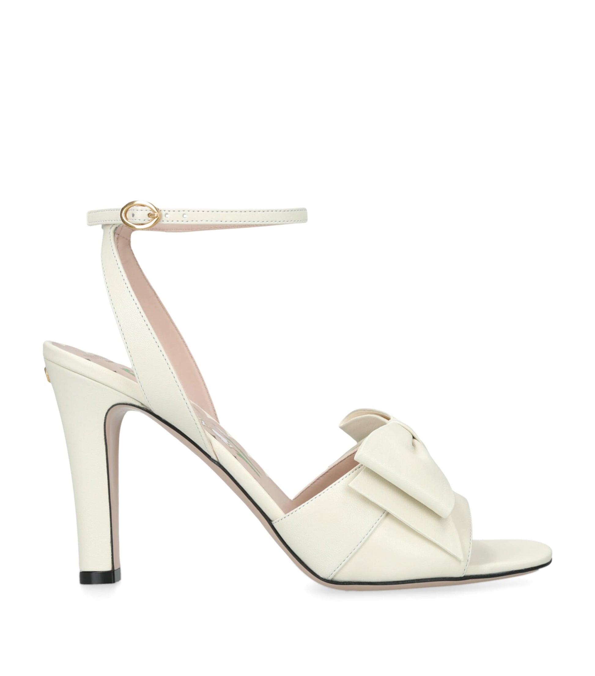 Valentino Garavani Beige Leather Bow-Detail Bowow Heeled Sandals 95