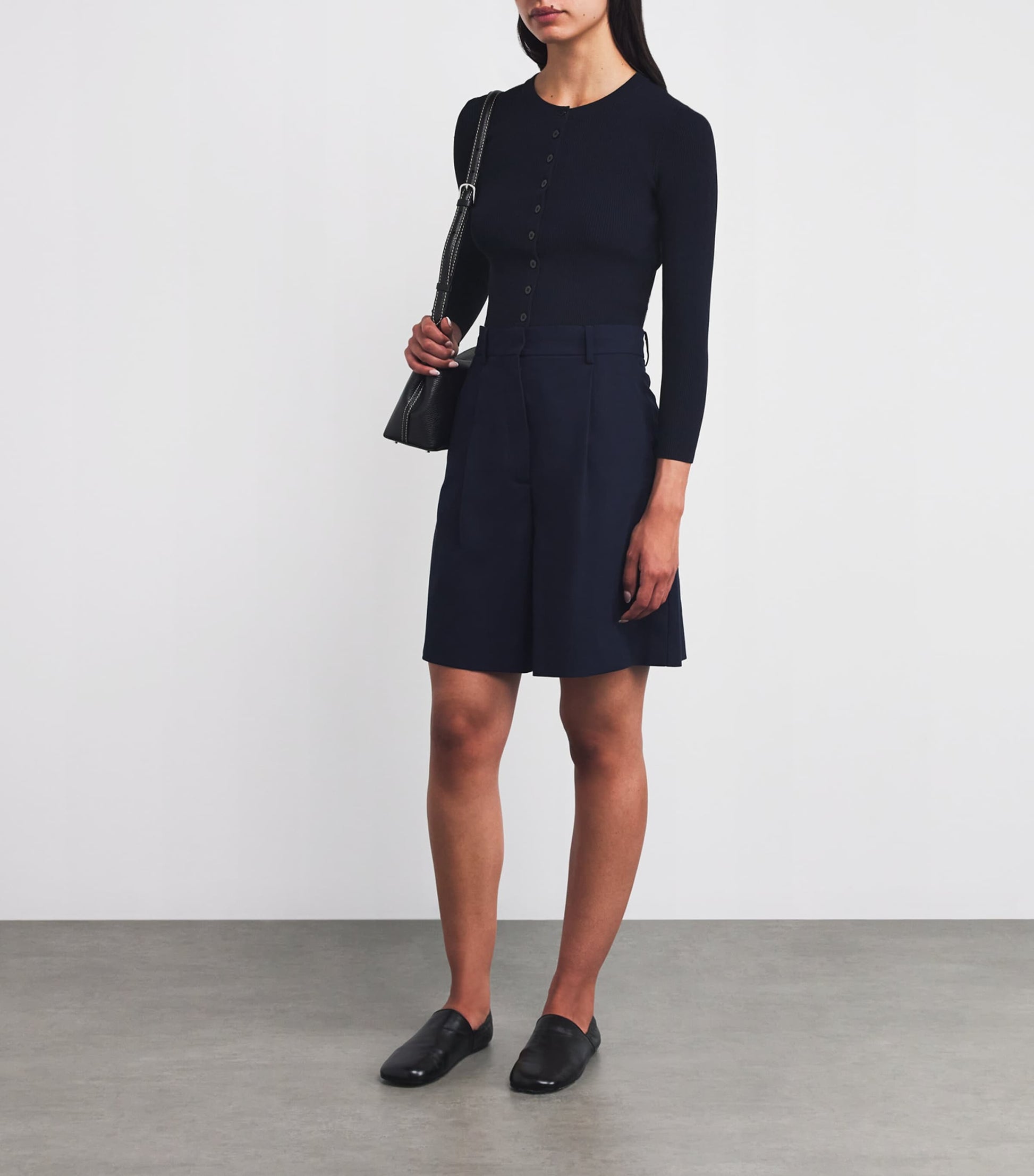 Weekend Max Mara Blue Rib-Knit Cropped Cardigan