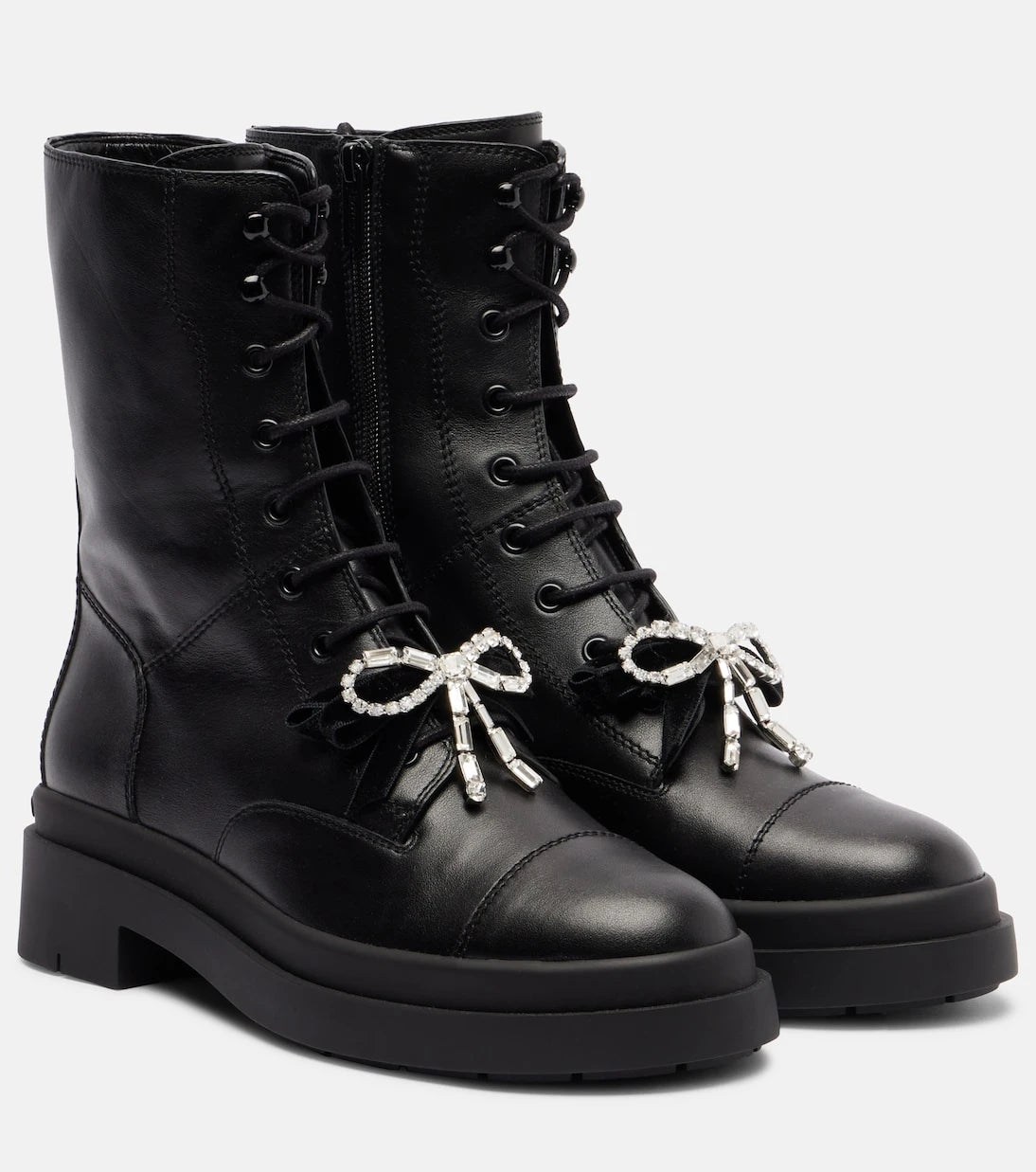 Jimmy Choo - Averi bow-detail leather lace-up boots