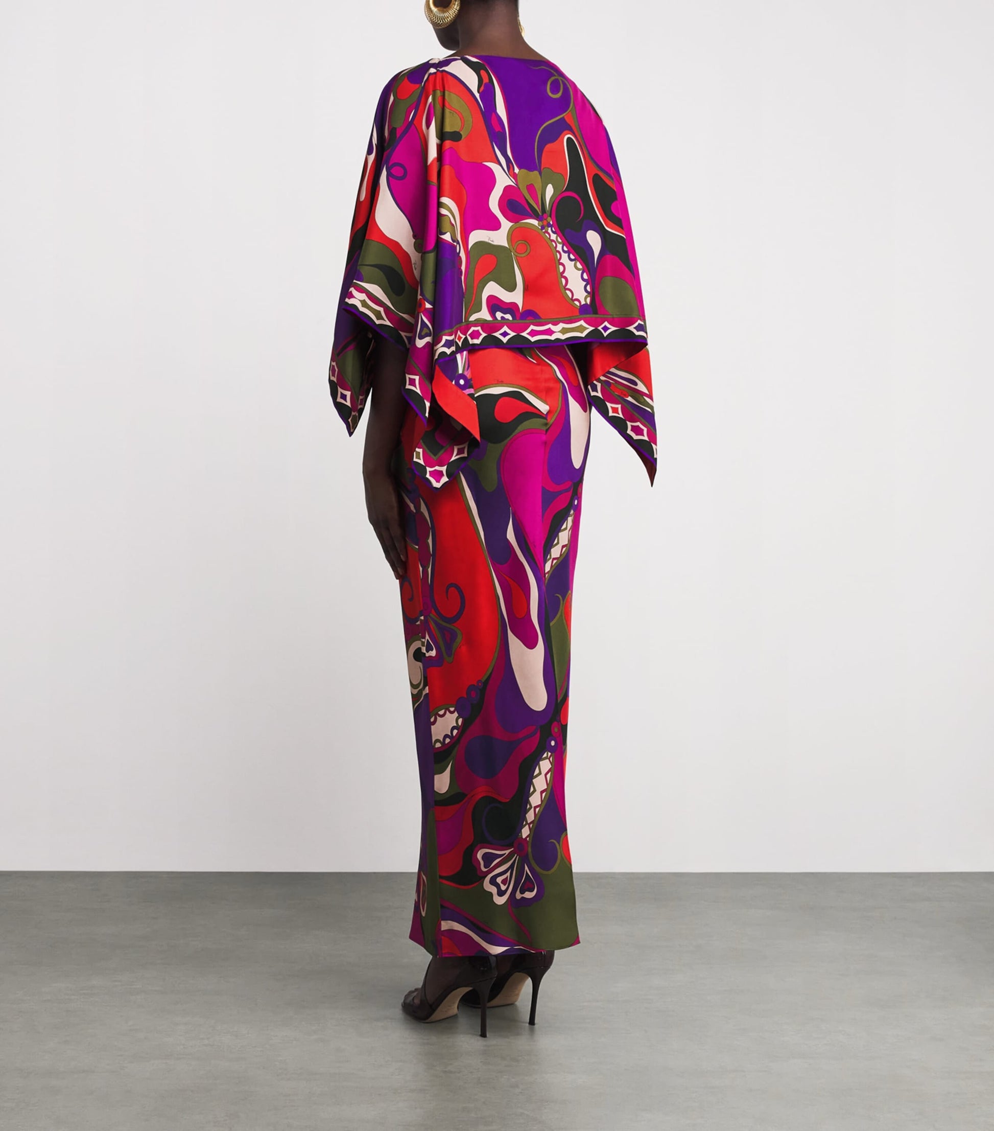Pucci Silk Cape-Detail Maxi Dress