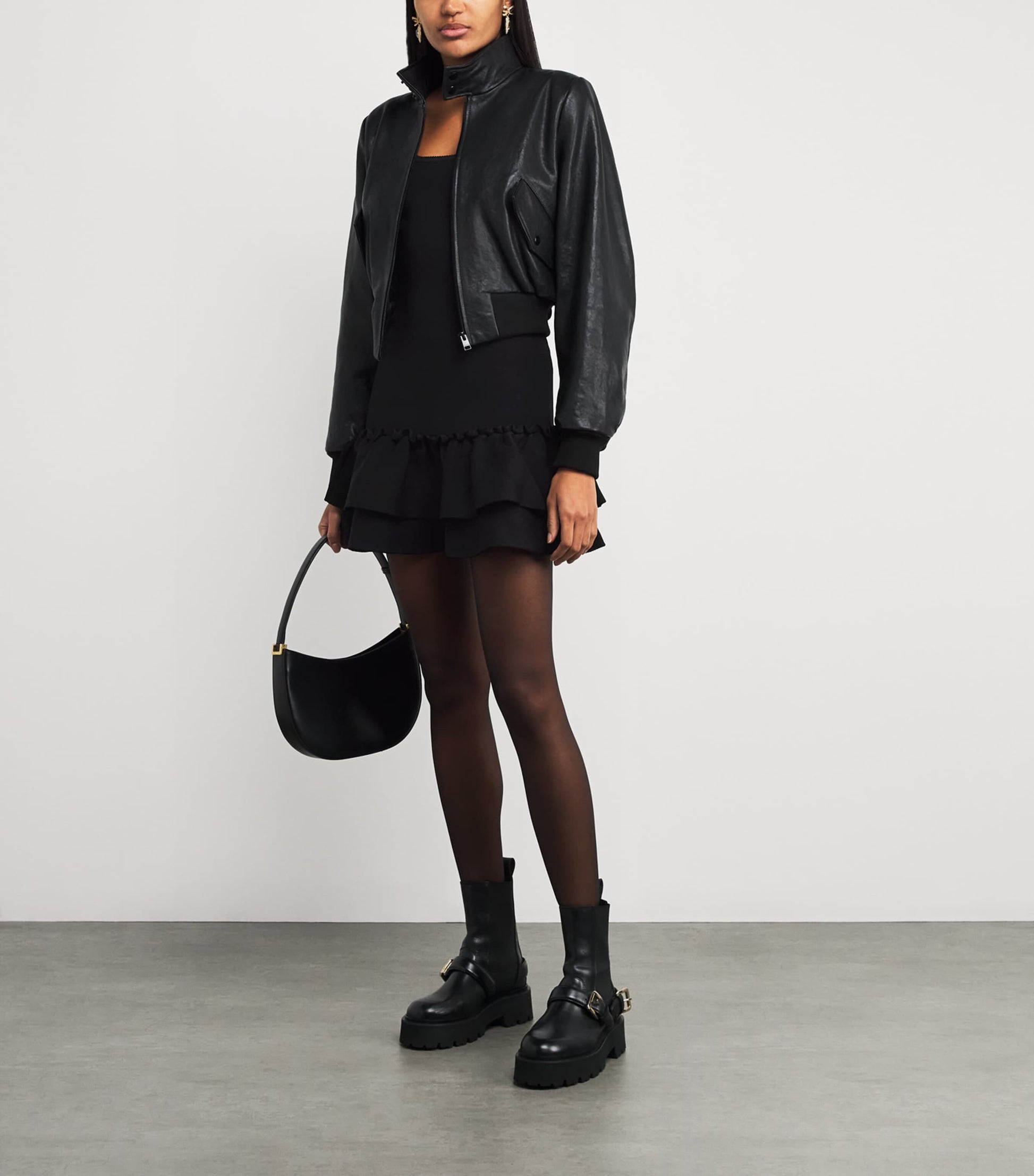 Sandro Paris Black Ruffled Mini Dress