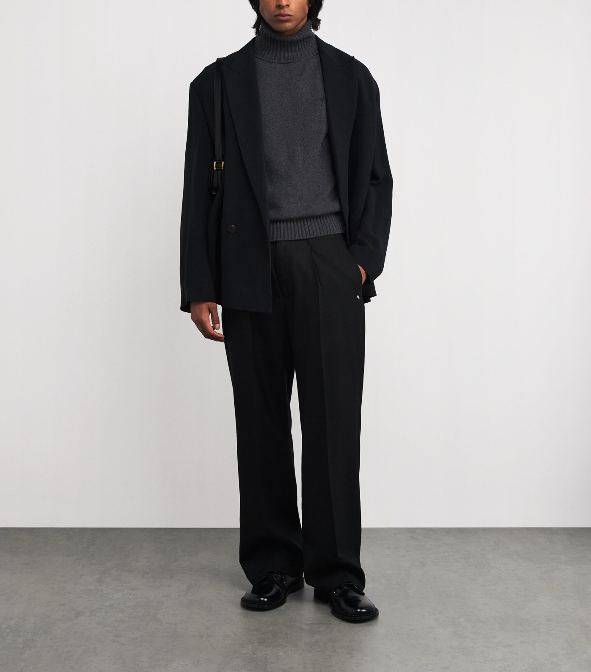 Black Cashmere-Wool Ami de Coeur Rollneck Sweater