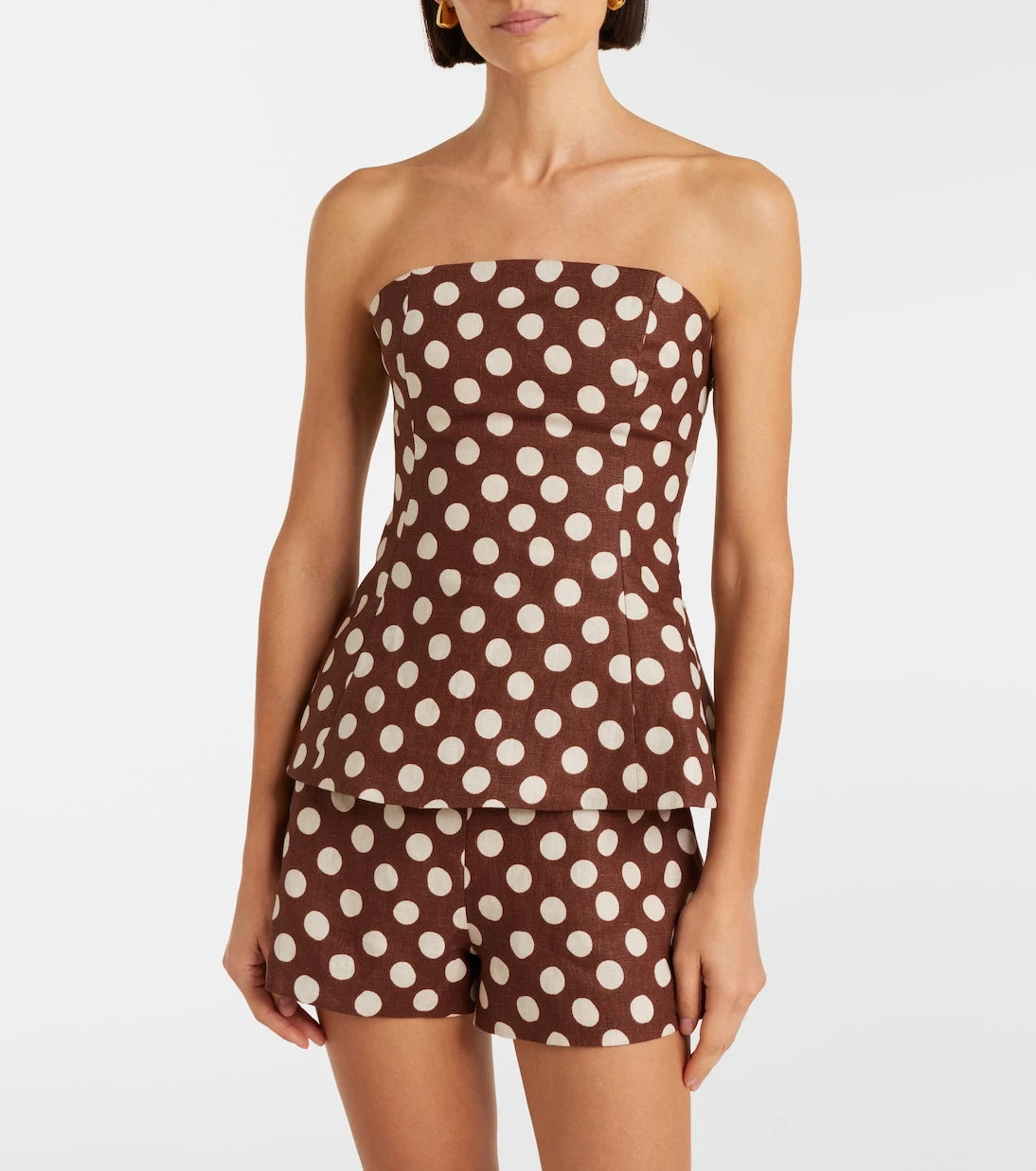 Faithfull - Petro polka-dot strapless linen top