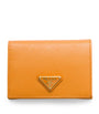 Prada Orange Small Saffiano Leather Bifold Wallet