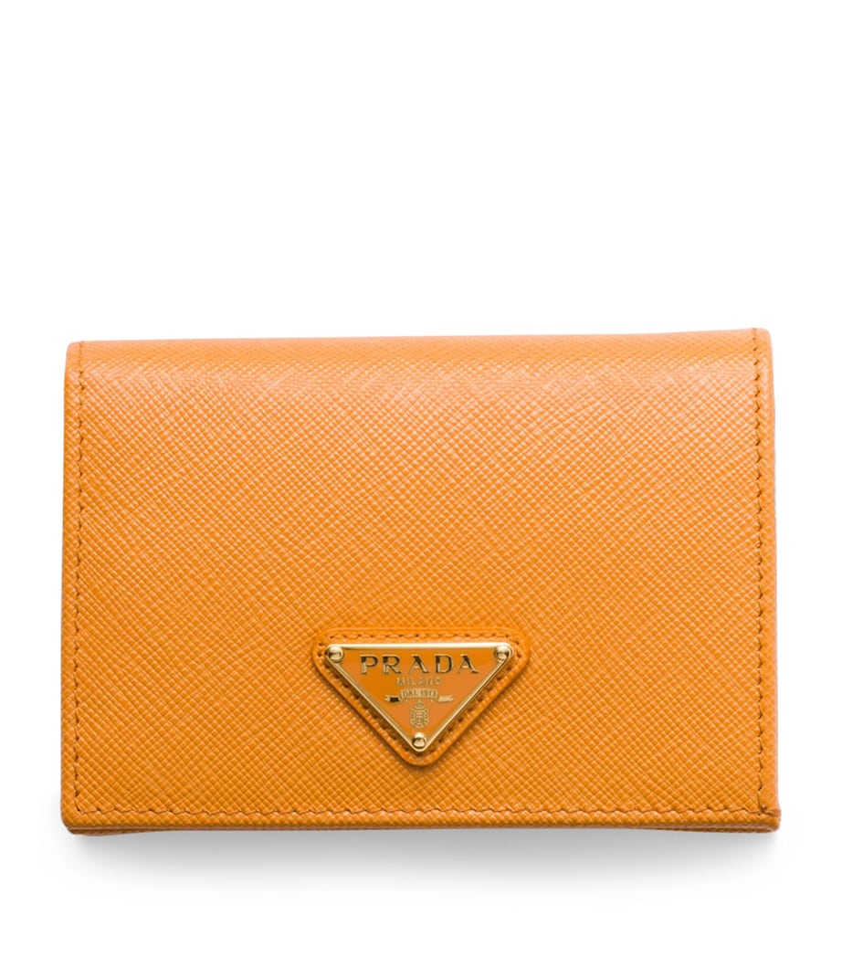 Prada Orange Small Saffiano Leather Bifold Wallet