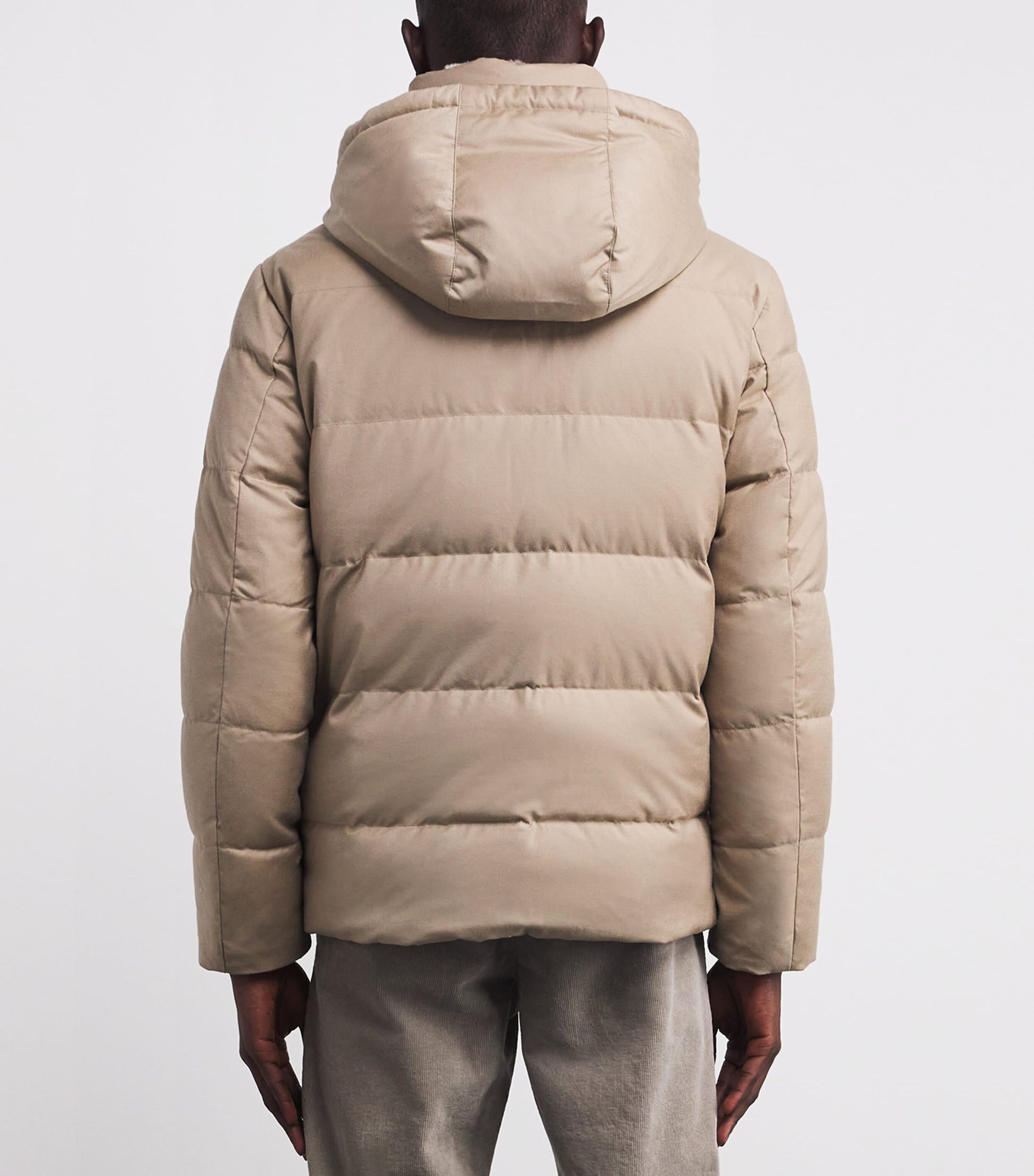 Yves Salomon Brown Wool-Silk Green Storm System Mink-Trim Puffer Jacket