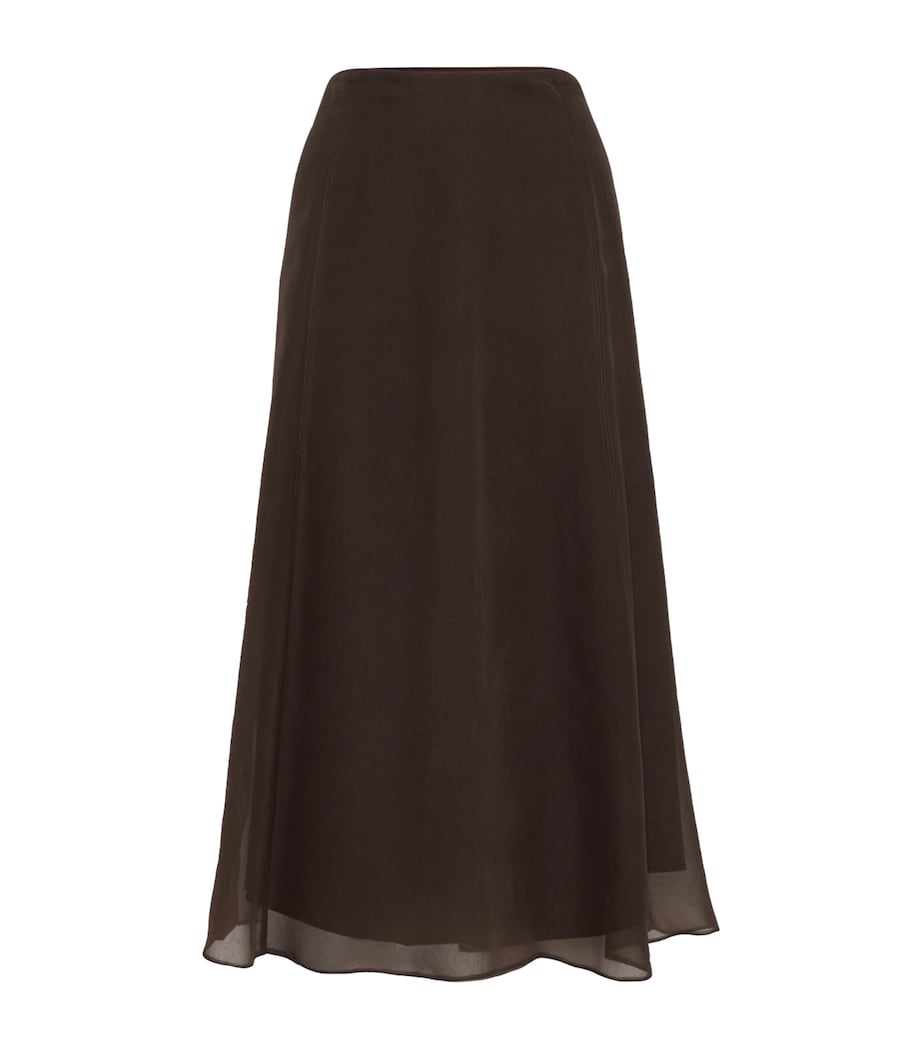 Brunello Cucinelli Brown Silk Circle Skirt