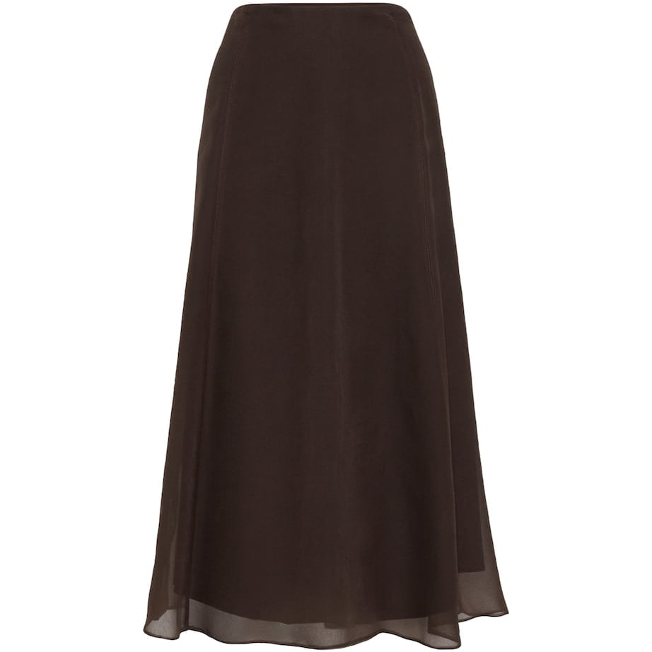 Brunello Cucinelli Brown Silk Circle Skirt