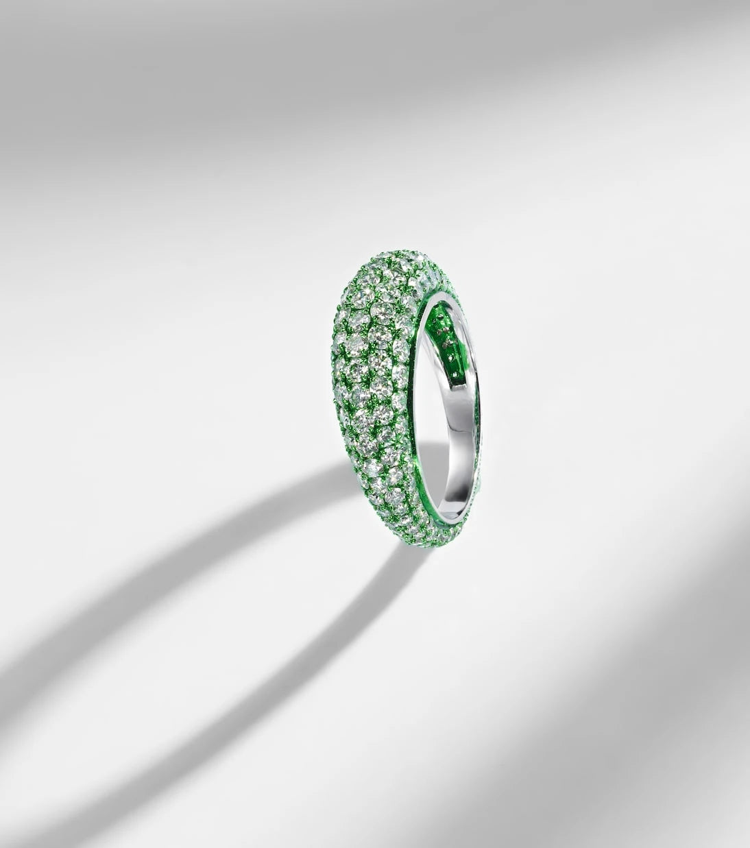 Kamyen - Lime Disco 18kt white gold ring with diamonds