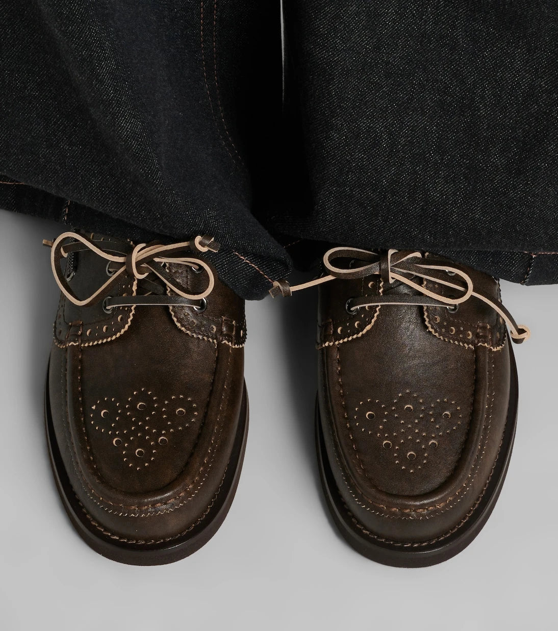 Brunello Cucinelli - Monili leather boat shoes