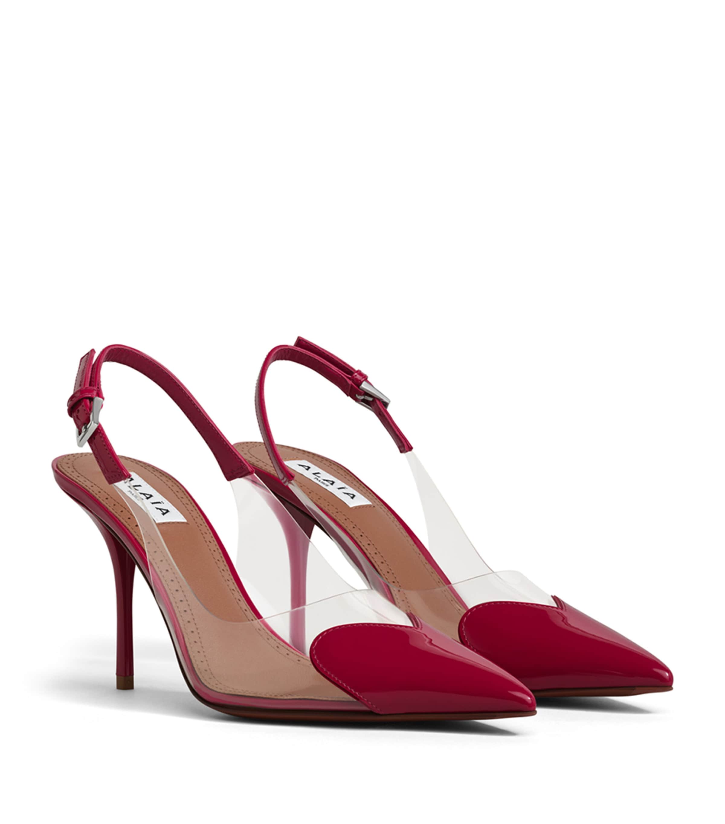 Alaïa Patent Leather Le Coeur Slingback Pumps 90