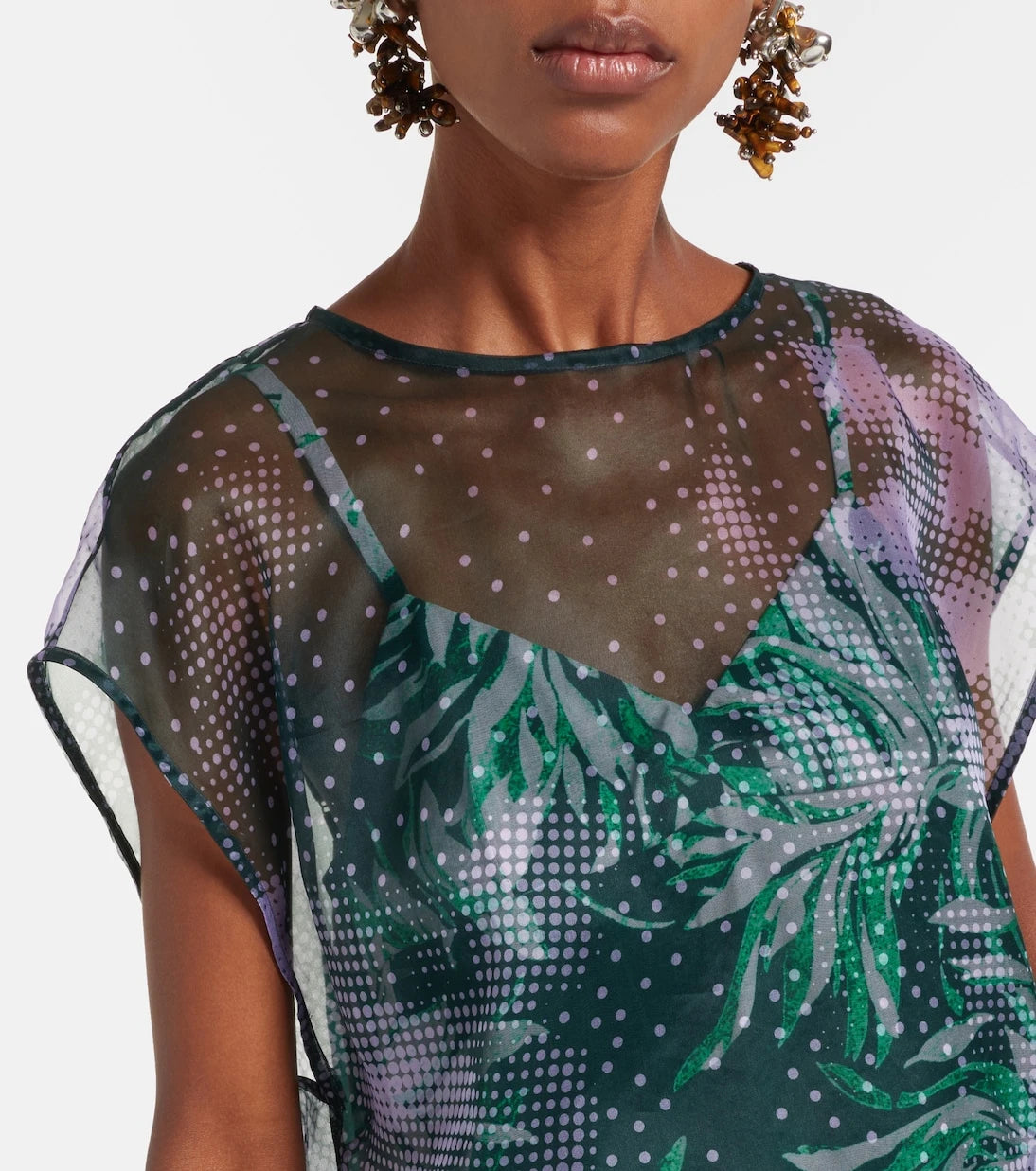 Dries Van Noten - Printed silk organza top