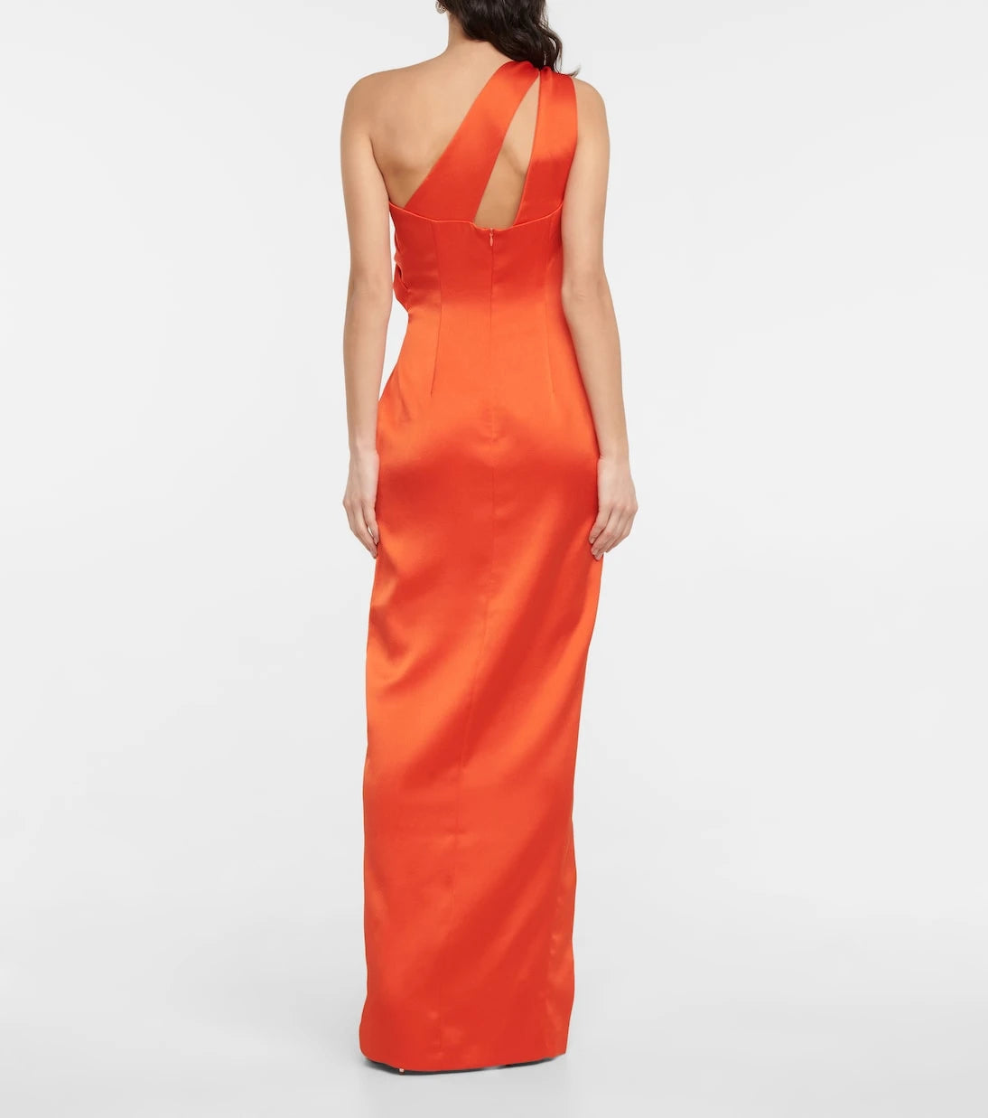 Rasario - Cutout satin one-shoulder gown