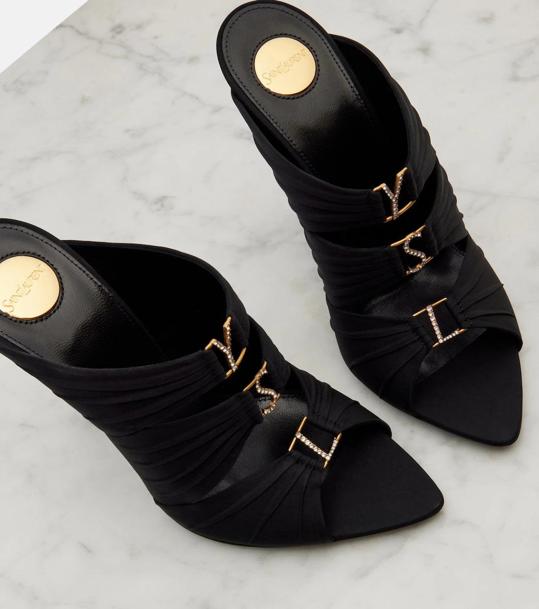 Saint Laurent - Emilie crêpe satin mules