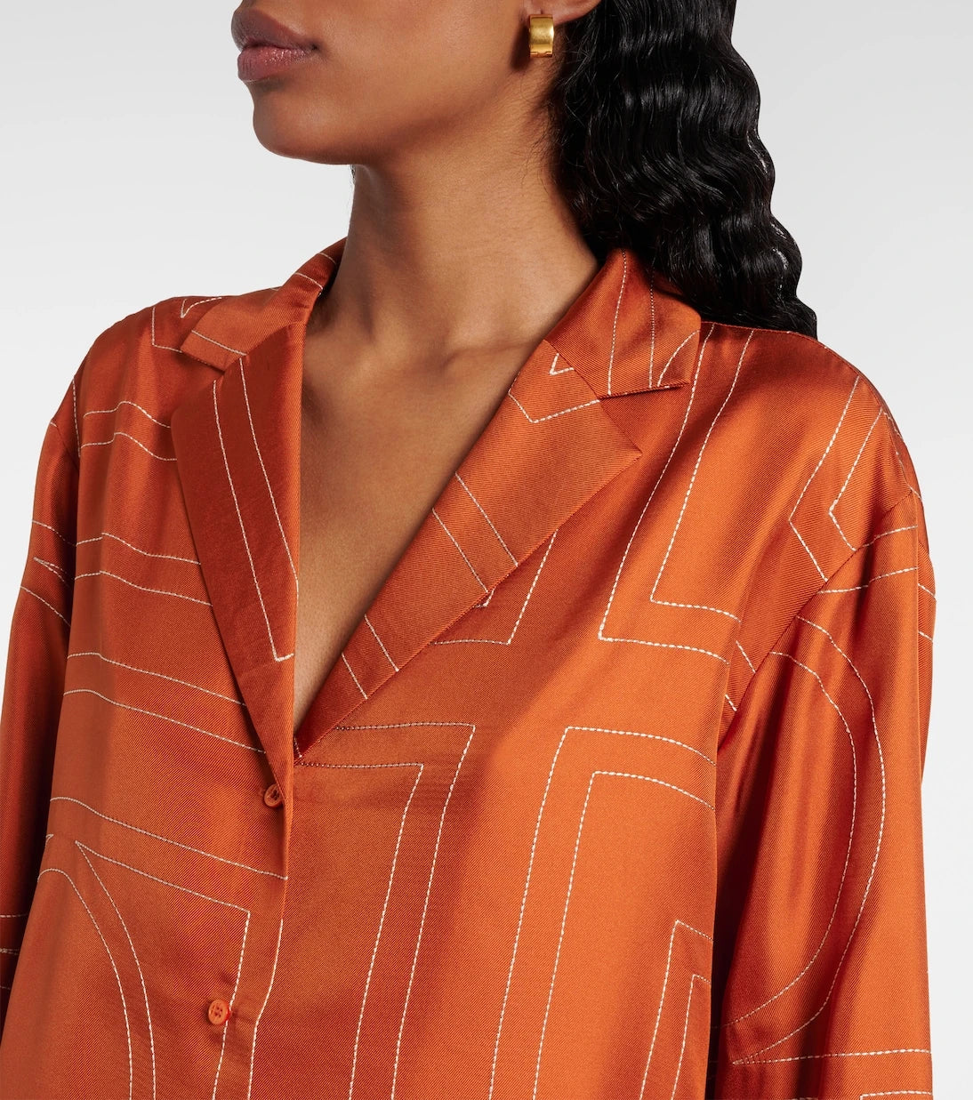 Toteme - Monogram silk twill pajama shirt