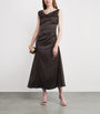 STAUD Brown Silk-Blend Phare Midi Dress