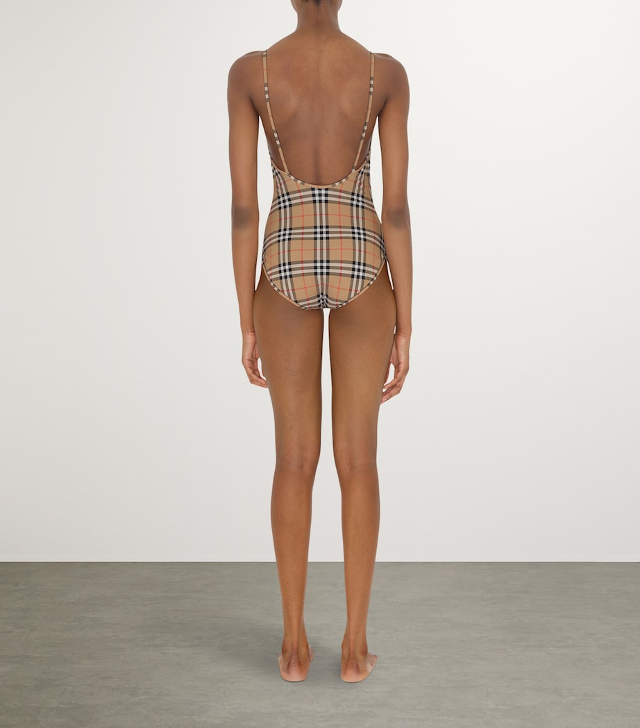 Beige Check Swimsuit