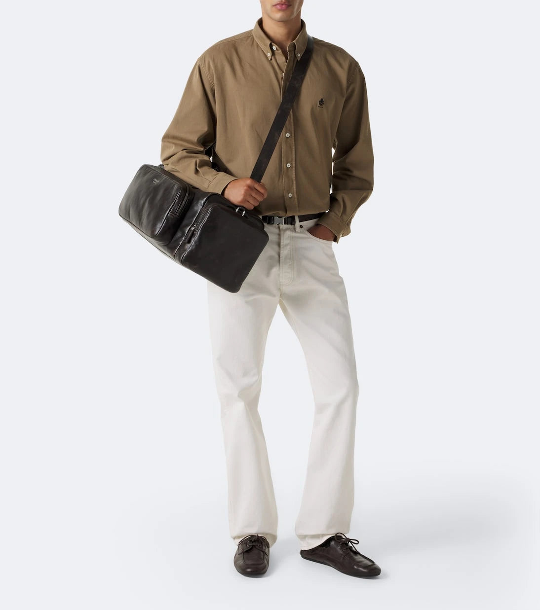Prada - Distressed leather duffel bag