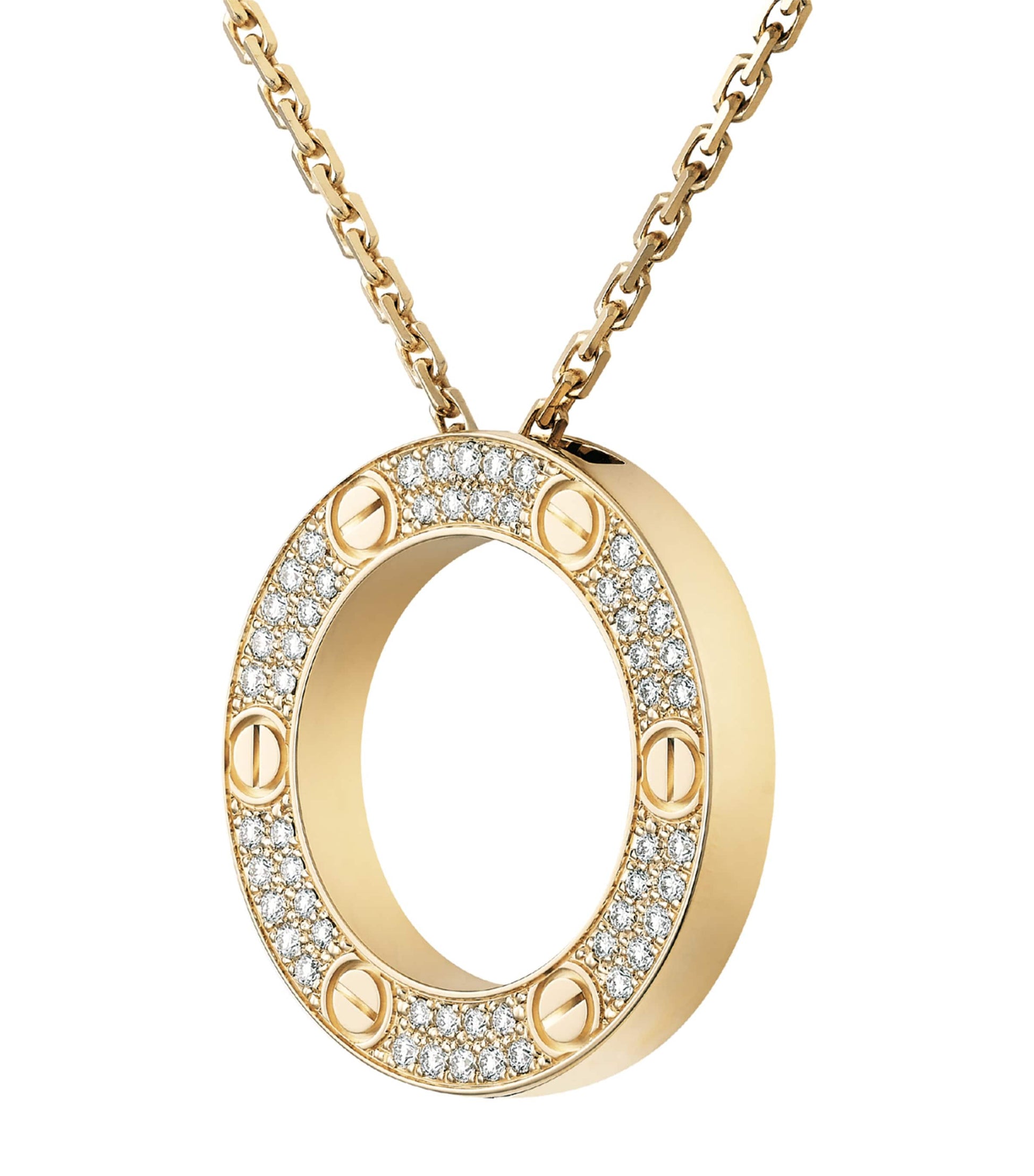 Yellow Gold and Diamond LOVE Necklace