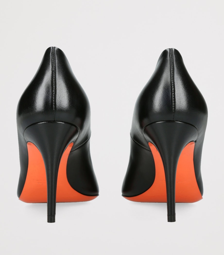 Santoni Black Leather Sibille Pumps 85