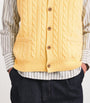 Yellow Wool-Cashmere Cable-Knit Sweater Vest