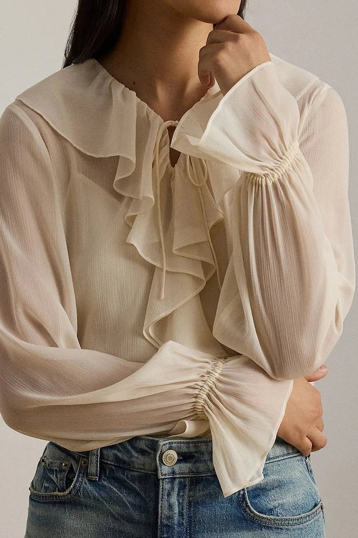 Lauren Ralph Lauren fırfırlı kadın bluzu