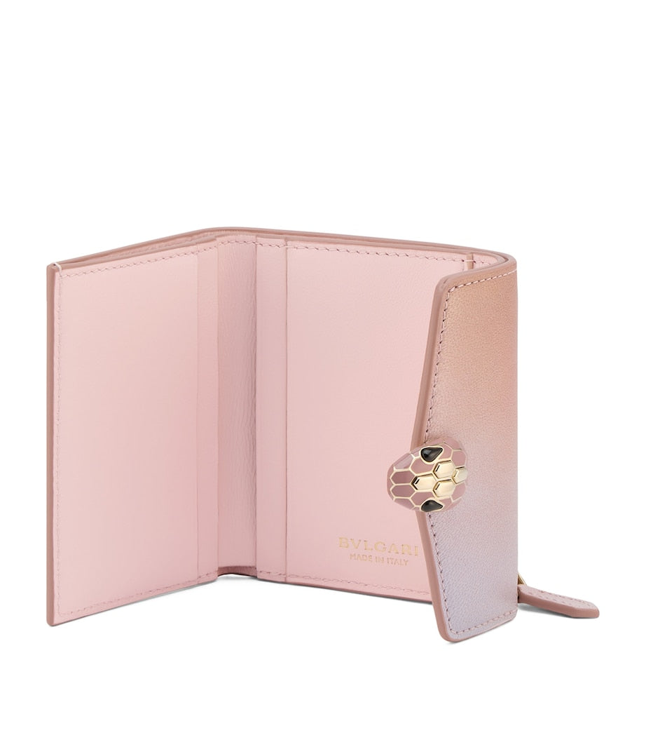 Bvlgari Pink Leather Serpenti Forever Compact Wallet