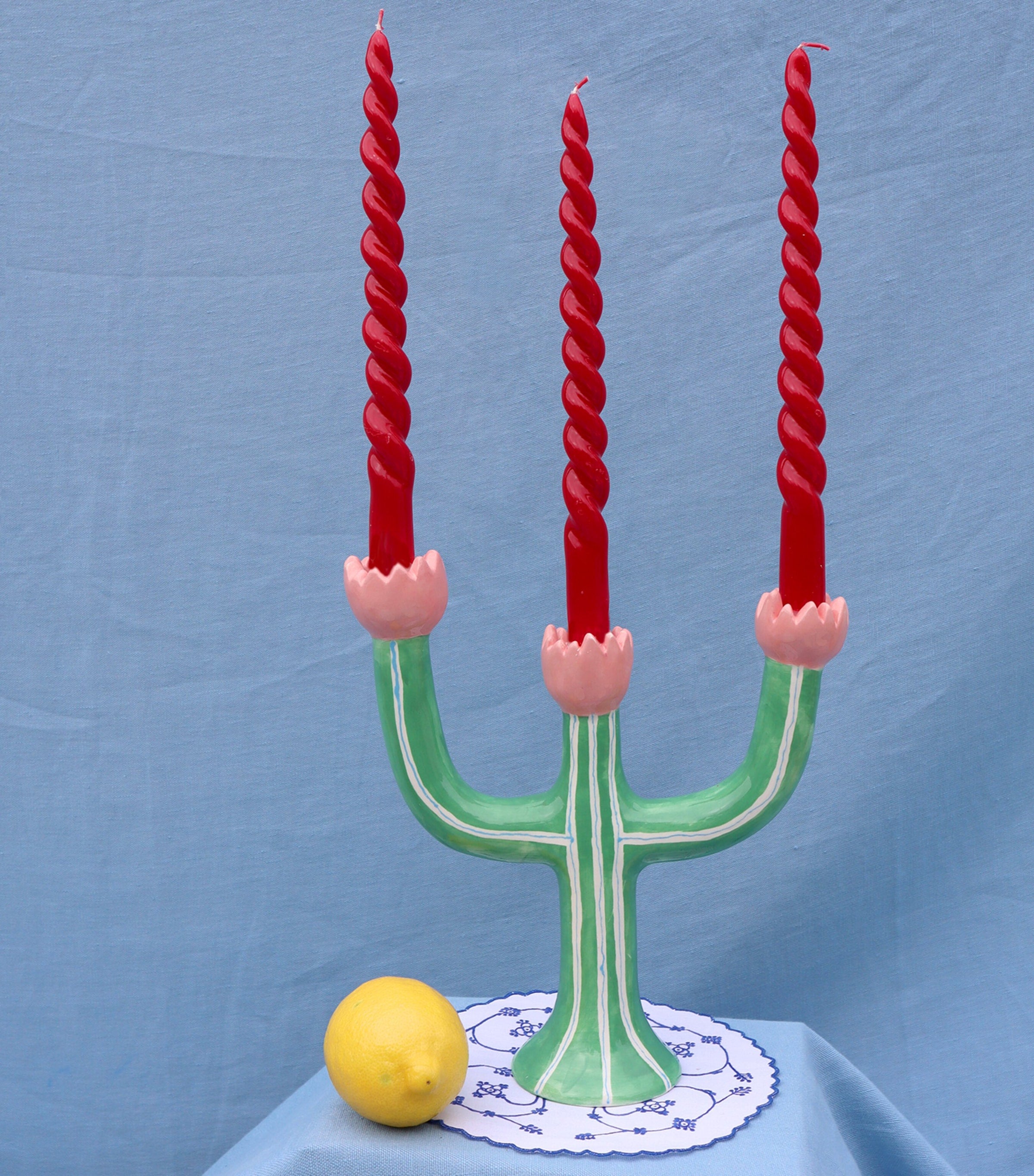 Earthenware Tulips Candle Holder (28cm)