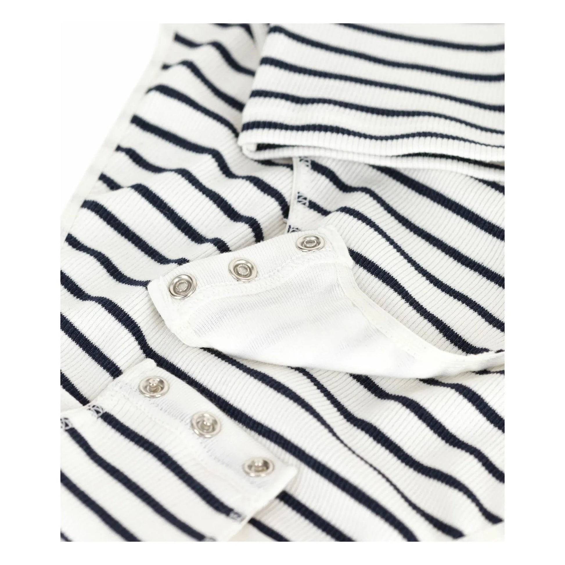 Petit Bateau - Striped Ribbed Bodysuit | White