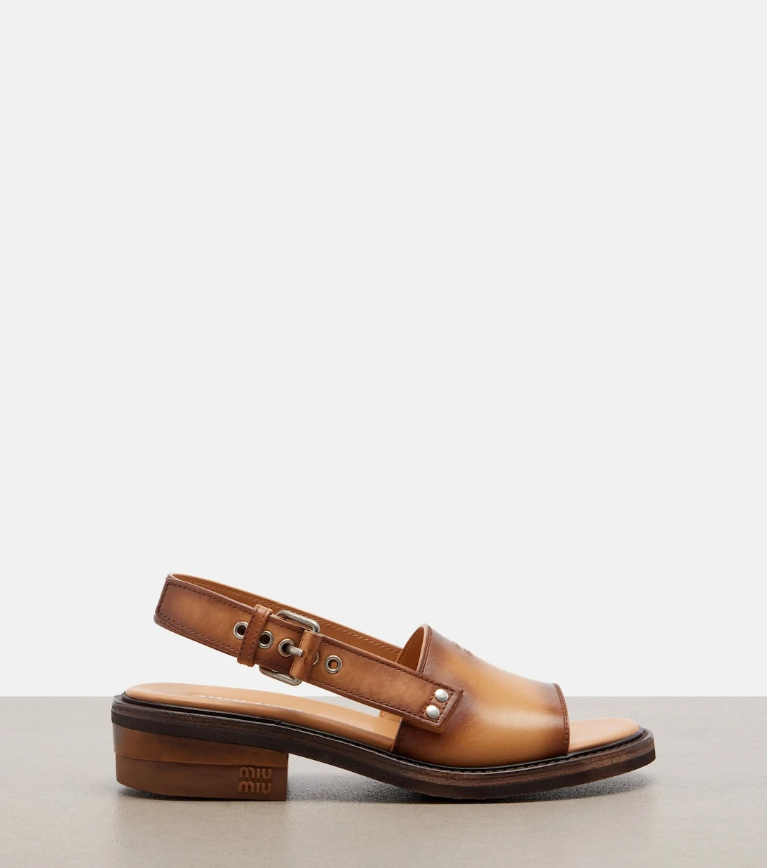 Miu Miu - Leather slingback sandals