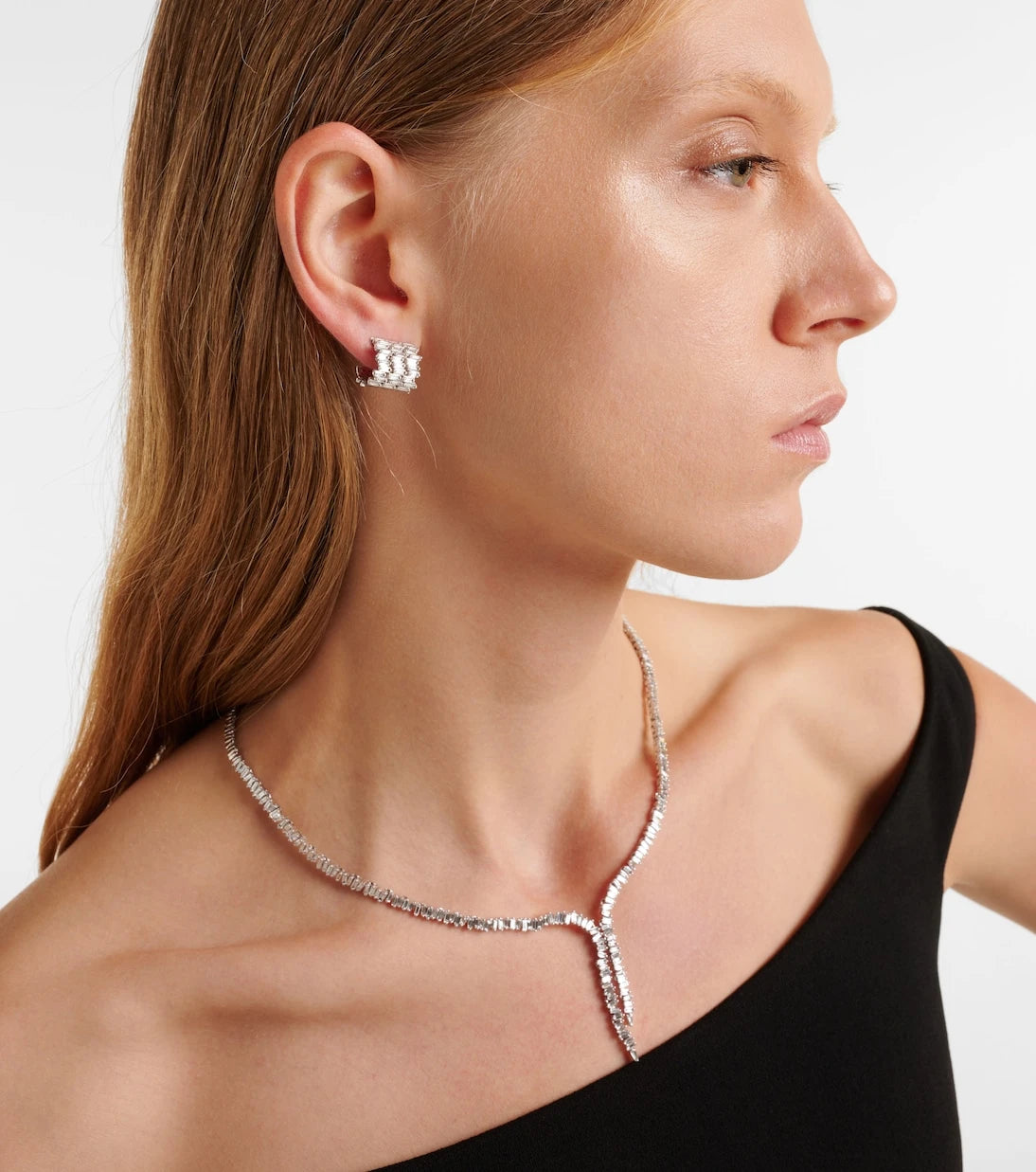Suzanne Kalan - Rondelle 18kt white gold earrings with diamonds