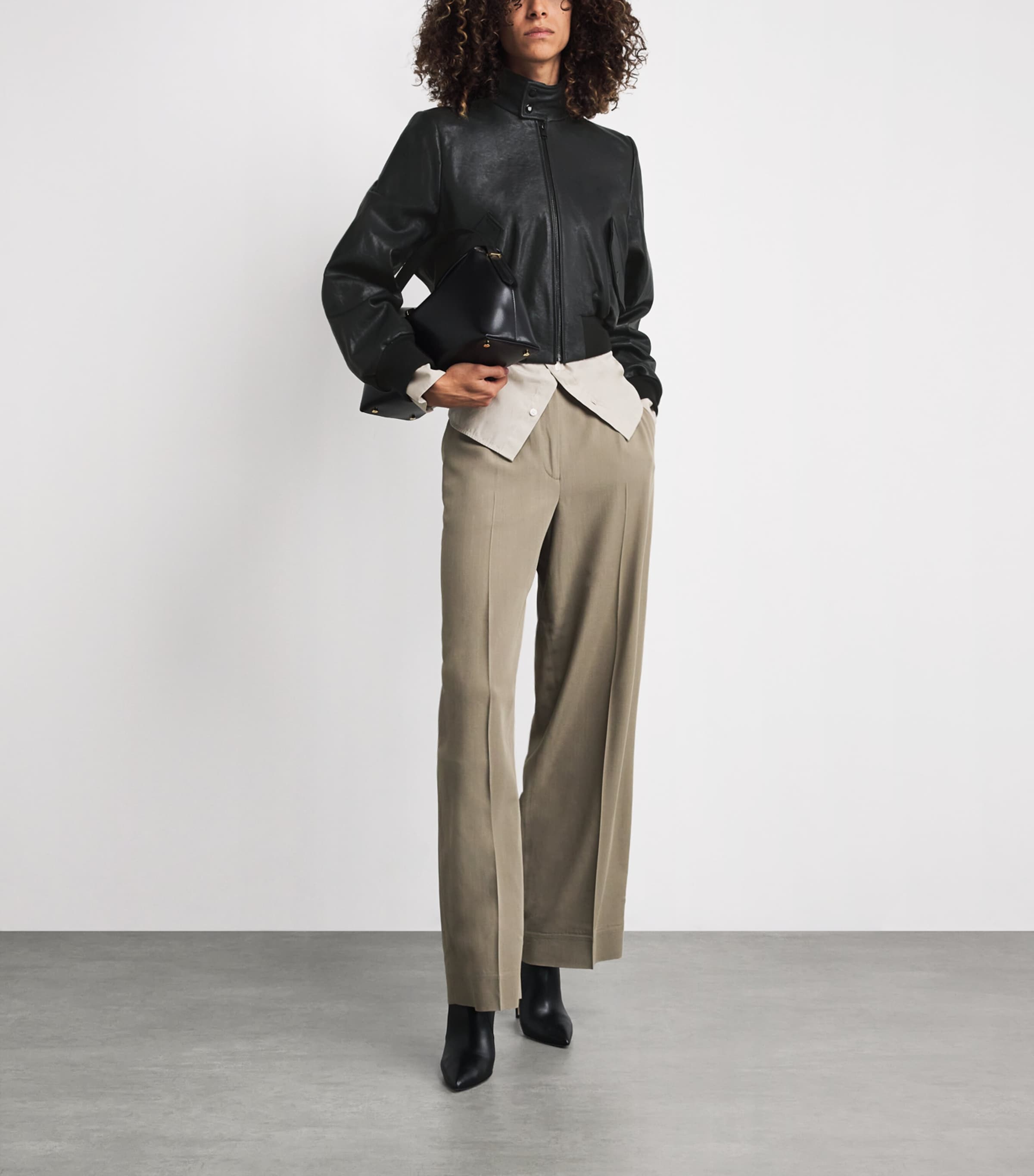 The Leather Harrington Bomber Jacket BLACK