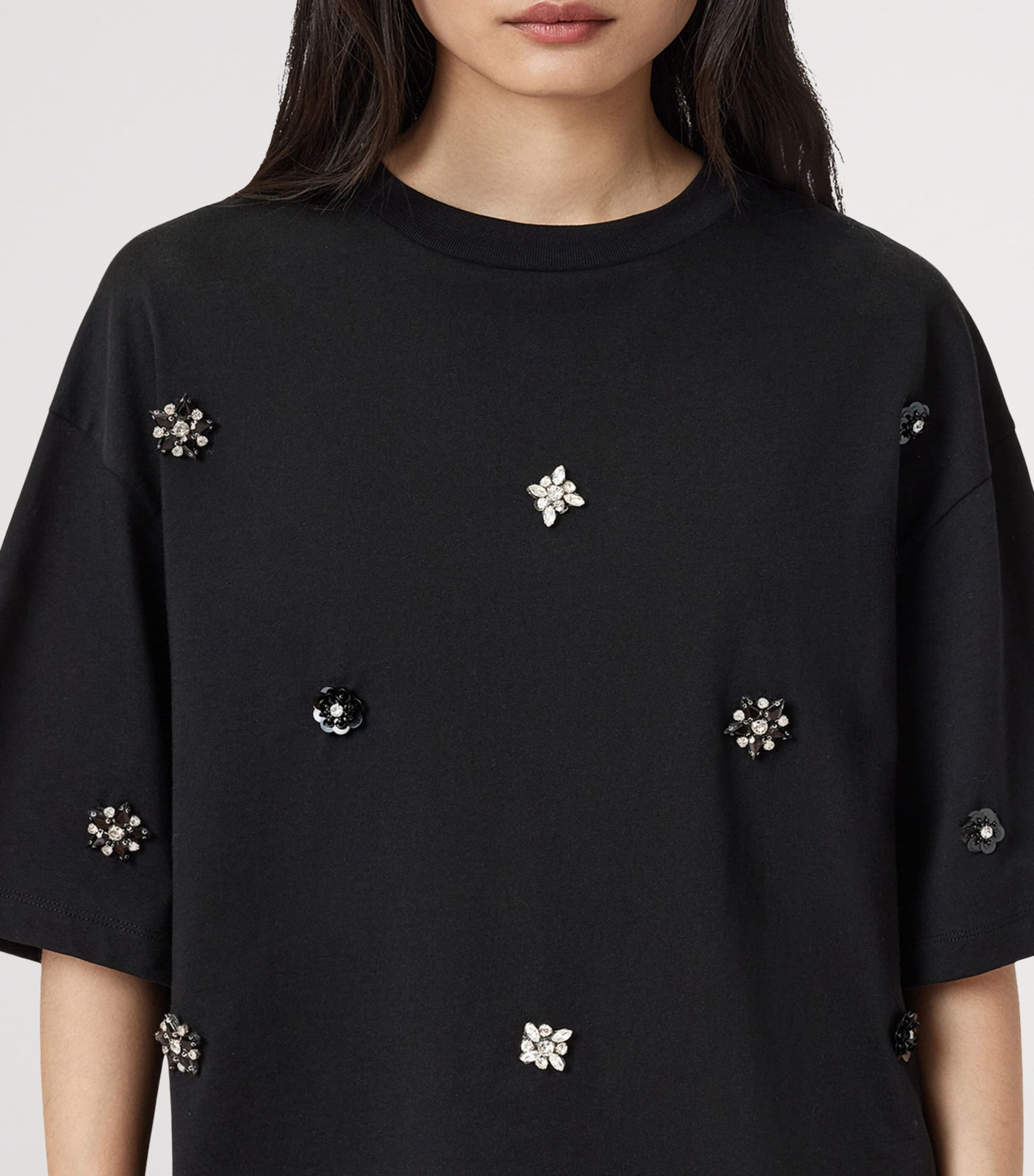 Black Organic Cotton Amelie Embellished T-Shirt
