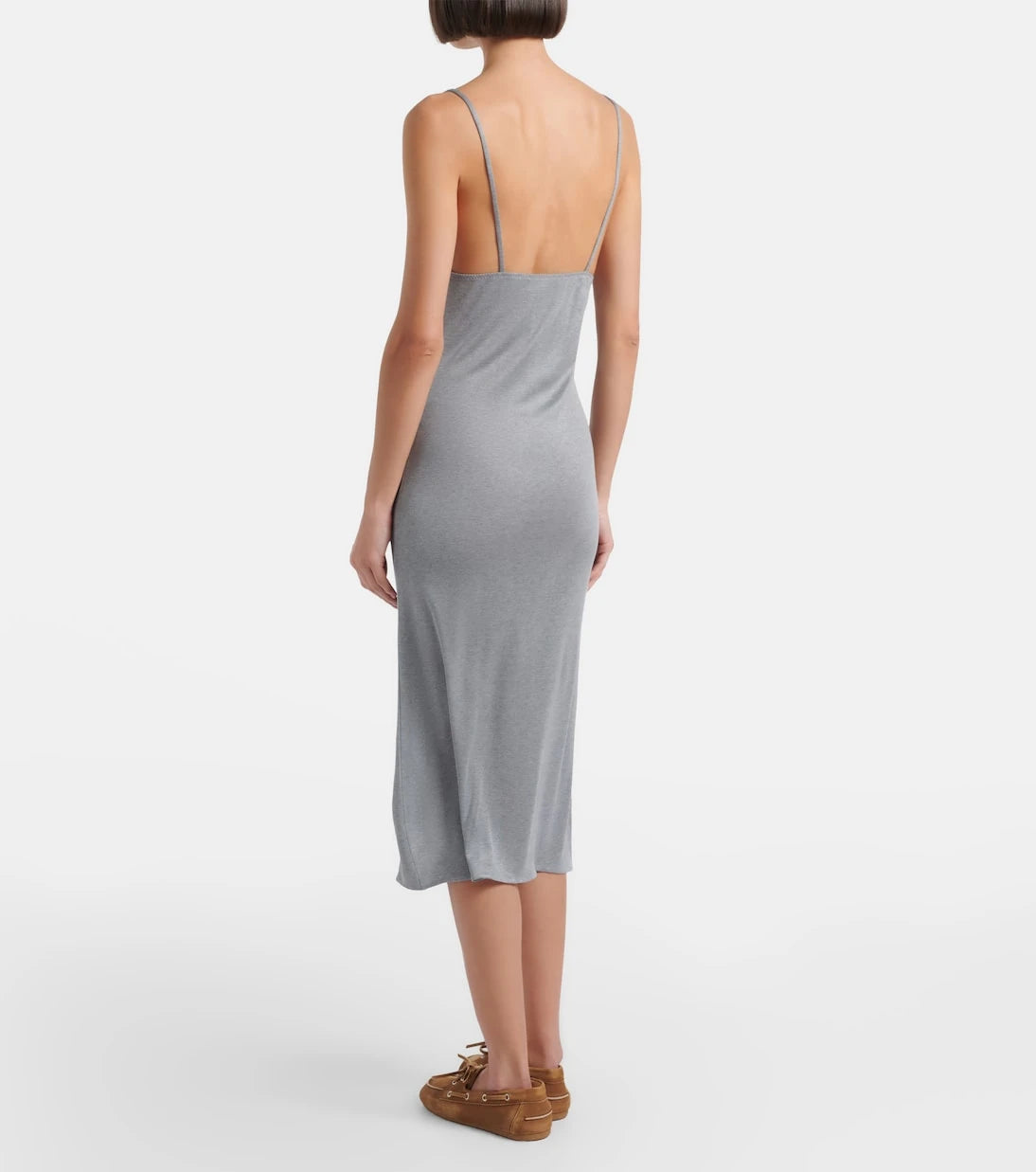 Miu Miu - Lace-trimmed silk jersey midi dress
