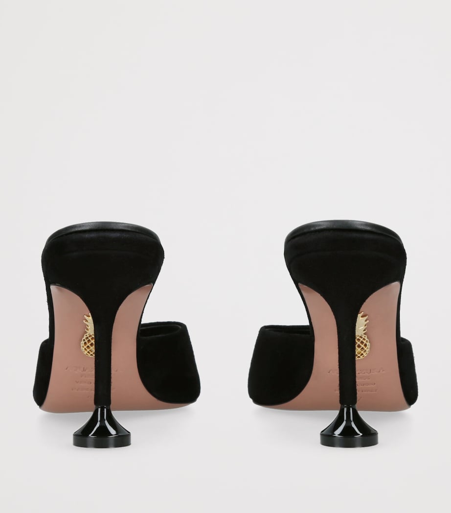 Aquazzura Black Suede Bisous Mules 85