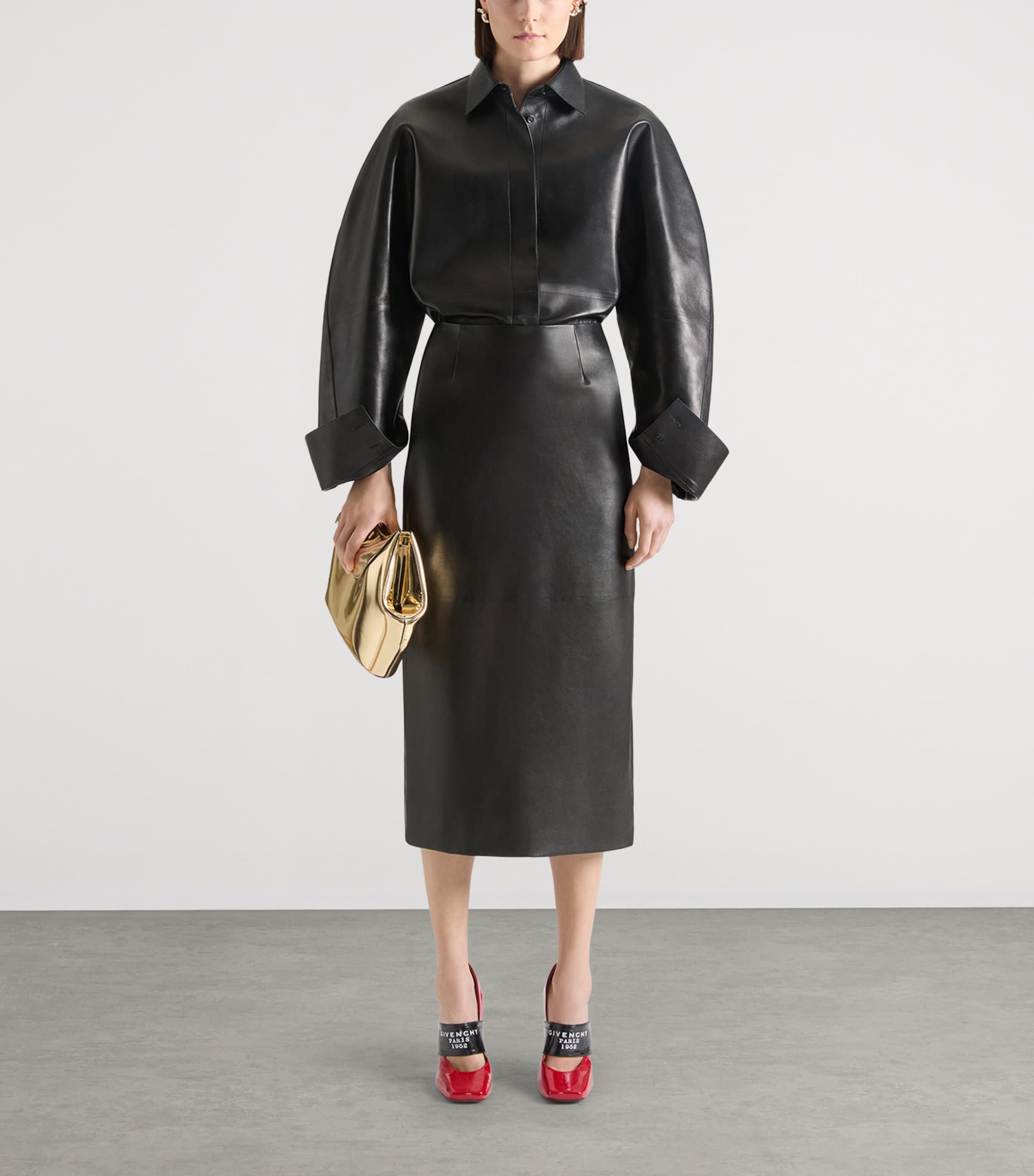 Givenchy Black Lambskin Pencil Skirt