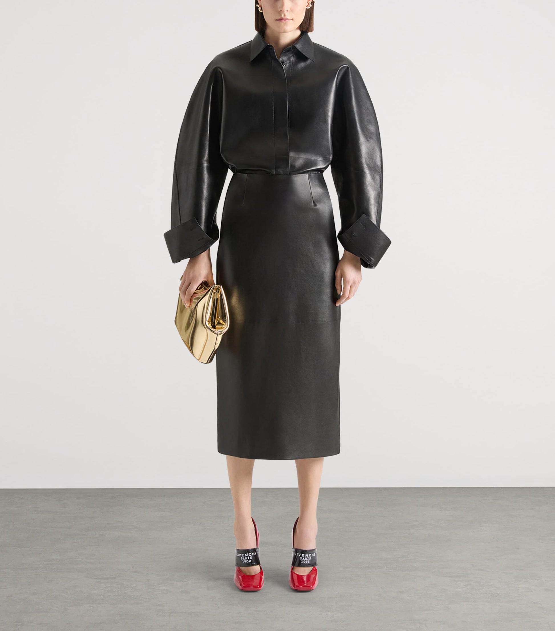 Givenchy Black Lambskin Pencil Skirt