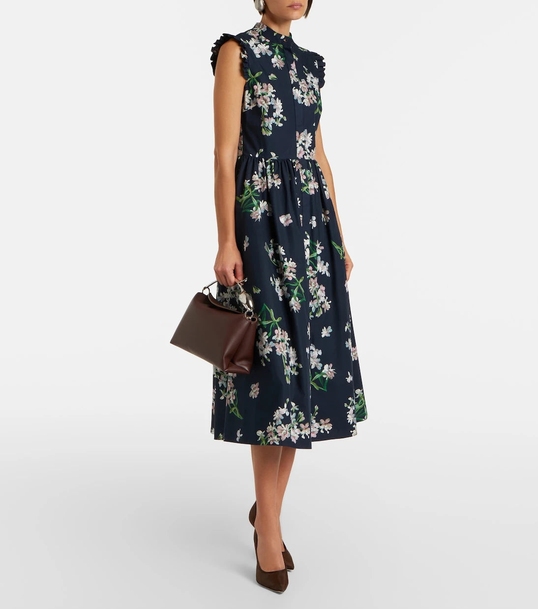 Erdem - Bloom Midi leather top-handle bag
