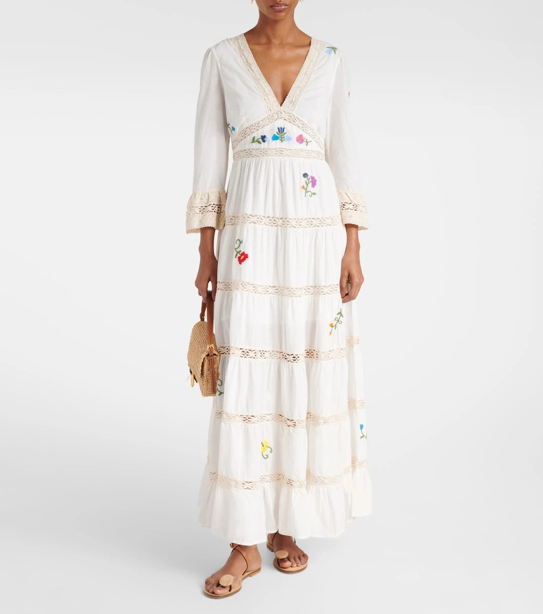 Rixo - Regine embroidered tiered cotton maxi dress